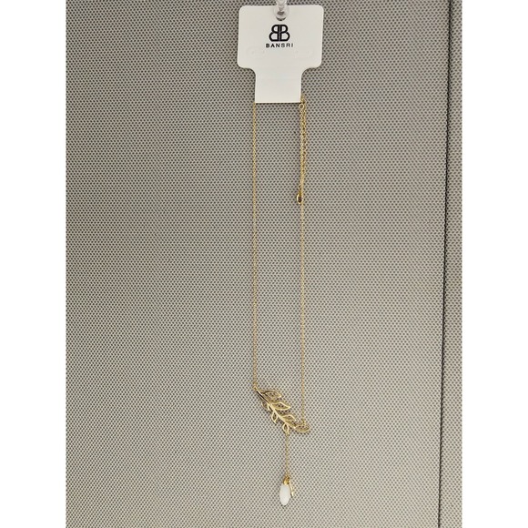 Bansri Gold Tone Leaf Lariat Necklace with Teardrop Pendant N778 GLD-B - Picture 1 of 8